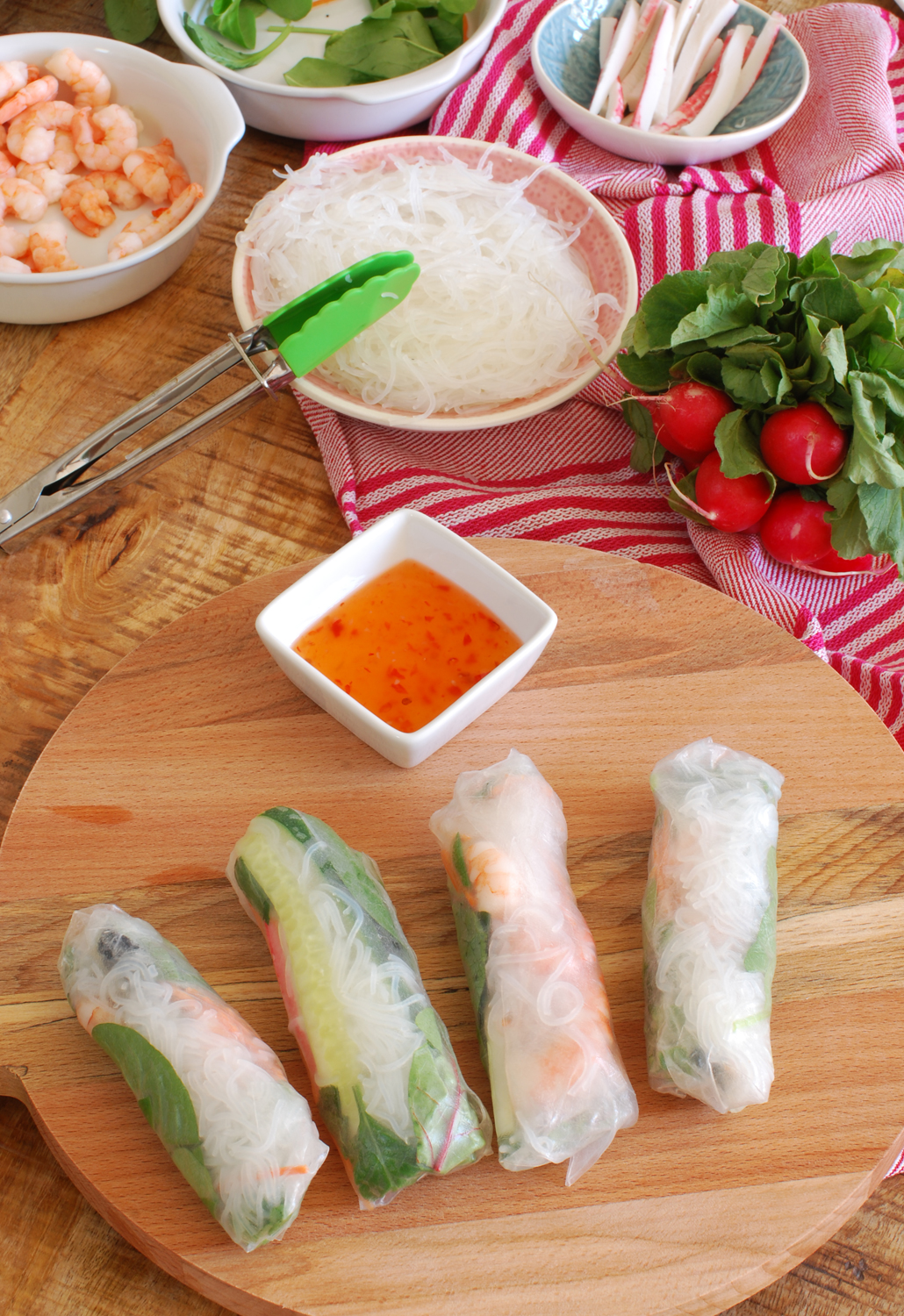 Rice paper rolls recept met vis fish