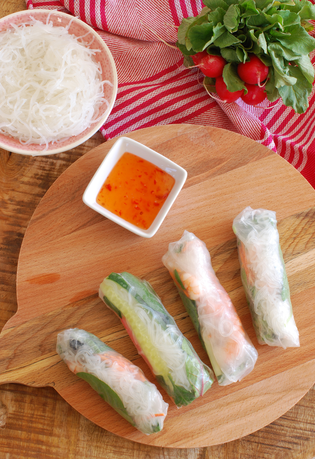 Rice paper rolls recept met vis fish