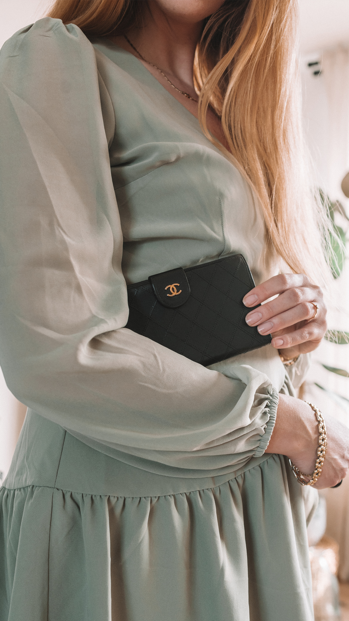 Chanel bicolore long bifold wallet